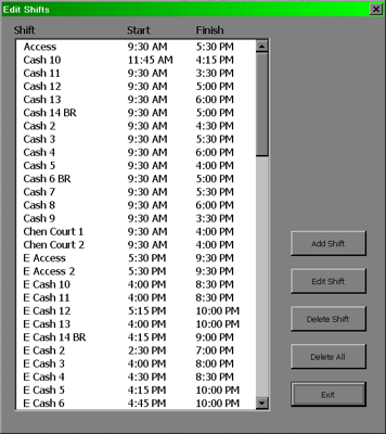 The shift editor.