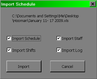 Importing a schedule
