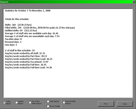 Reports Menu