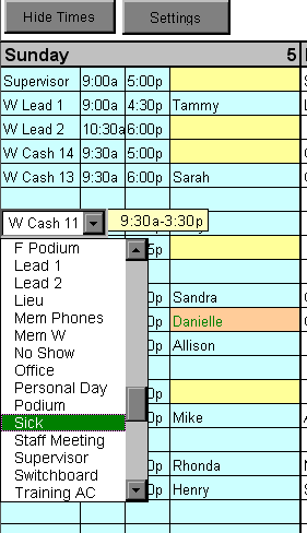 Changing a shift to a Sick Day