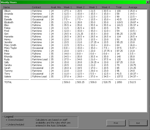 Weekly Hours Report