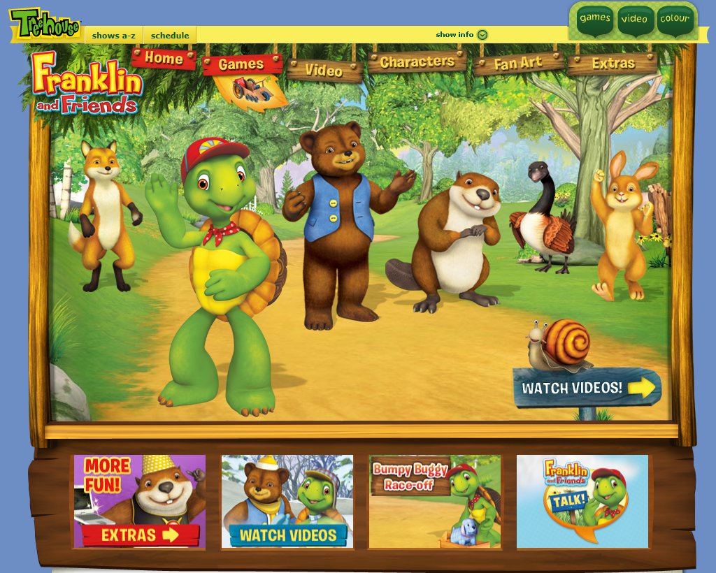 Bumpy Buggy Race-Off being promoted on the homepage of <a href='http://franklin.treehousetv.com/' target='_blank'>Franklin and Friends</a>.