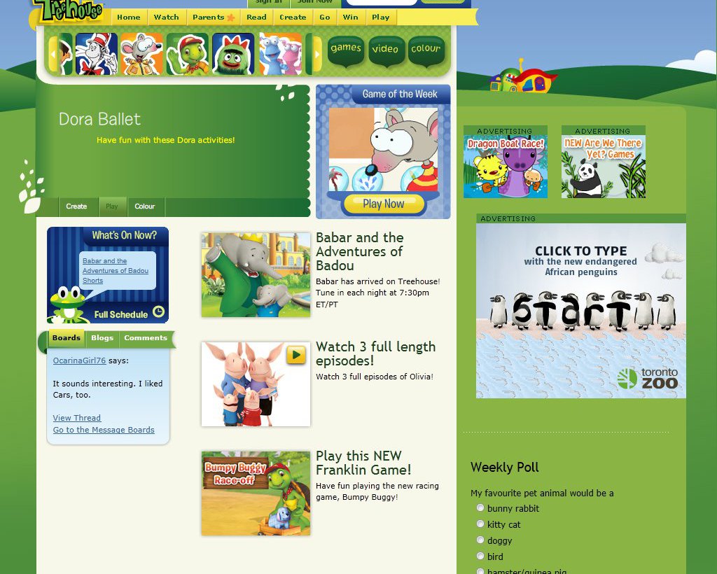 Bumpy Buggy Race-Off being promoted on the homepage of <a href='http://treehousetv.com/' target='_blank'>Treehouse TV</a>.