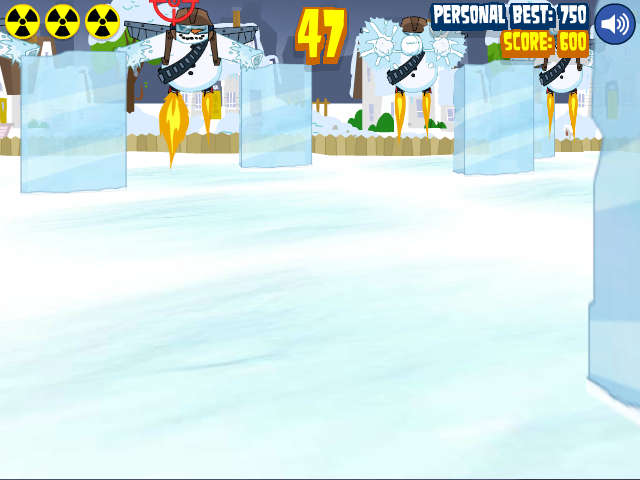 Flying snowmen are one of the new enemies in The Snowmen Strike Back.