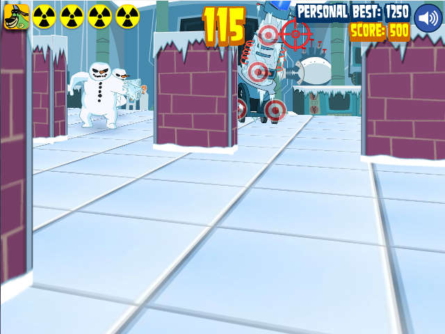 New cannon in the final levels of The Snowmen Strike Back.
