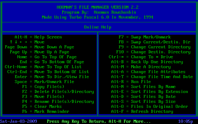 List of features.