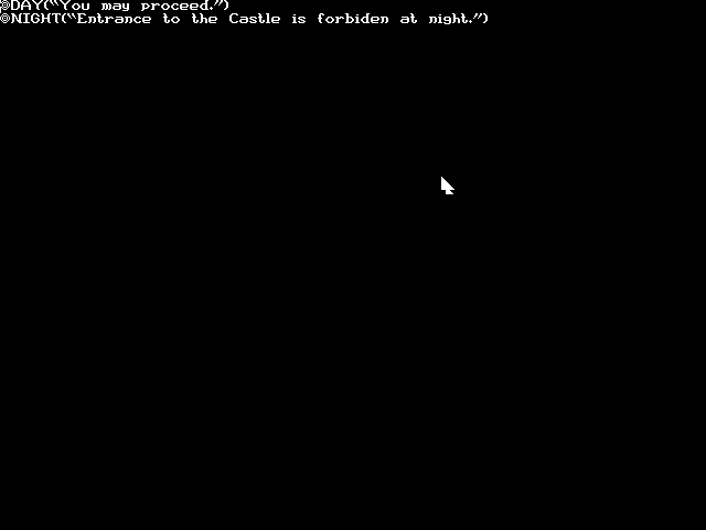 Editing a very simple script for a character using the Talk Editor. The @DAY(...) and @NIGHT(...) commands indicate the character should say 