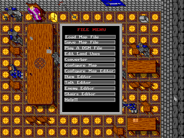 Main menu showing many of the components of the Map Editor.