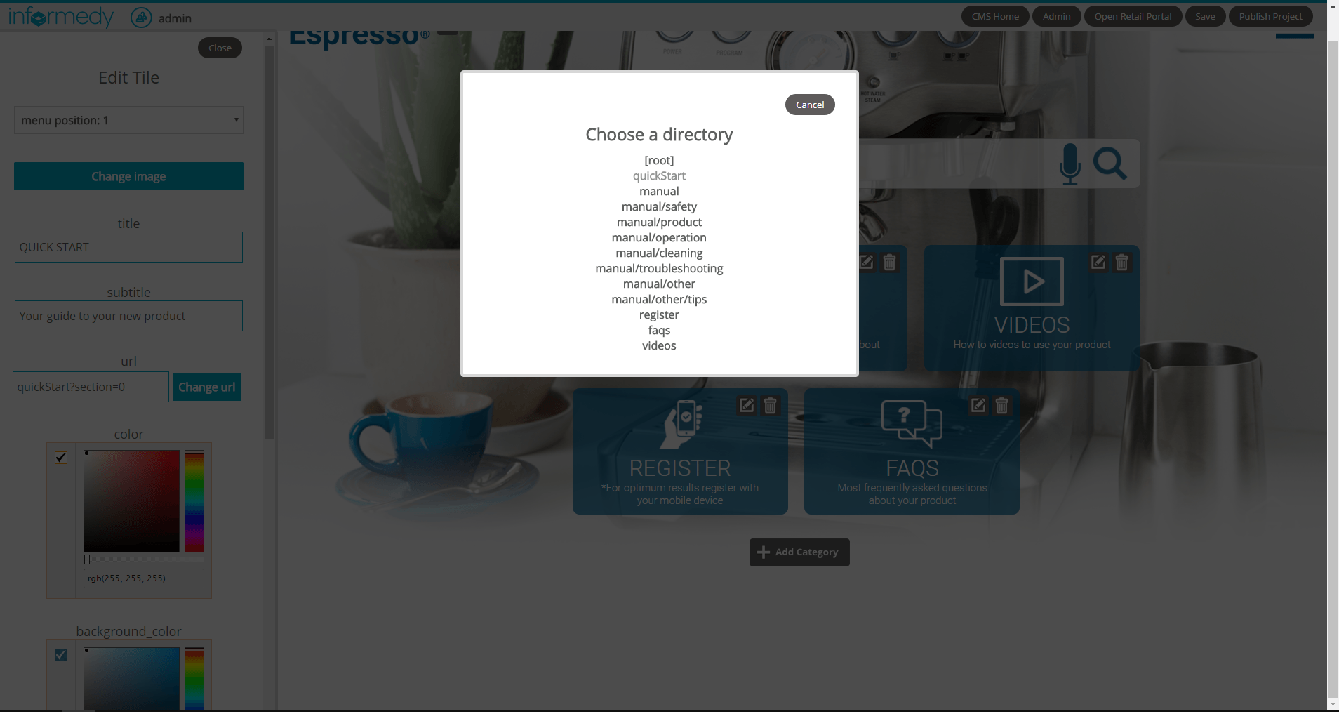 The url editor lets you pick from a list of all urls in the website instead of having type it in manually.